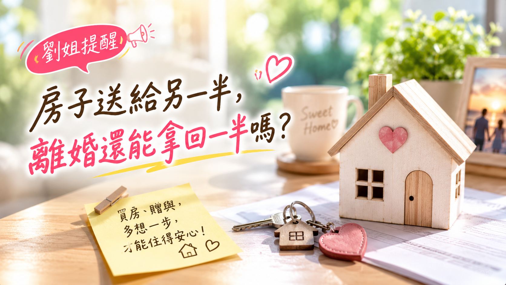 陳幸妤事件背後的房產警訊:
房子給了另一半,為什麼貸款還是你在背?